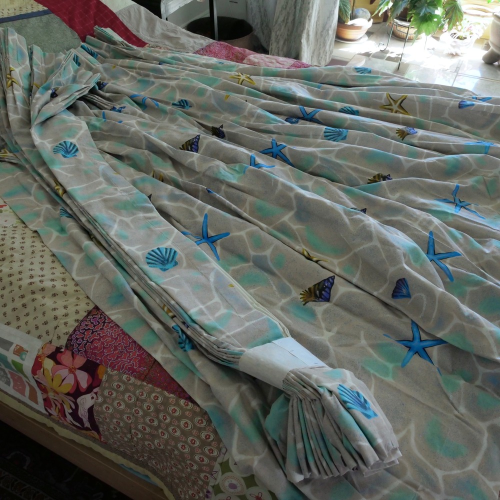 RARE vintage 2 piece 1980s beach patterned drapes curtains